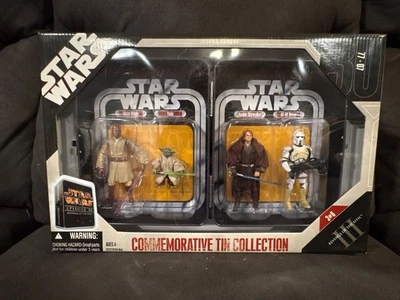 STAR WARS 2006 COMMEMORATIVE TIN FIGURES REVENGE OF SITH 3 of 6 MIP YODA MACE - Image 1 of 4