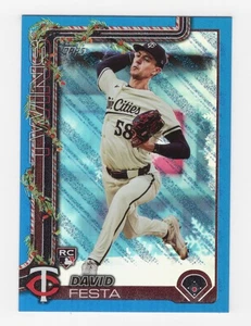 2025 TOPPS HOLIDAY MEGA BASEBALL BLUE METALLIC FOIL GLITTER DAVID FESTA TWINS - Bild 1 von 2