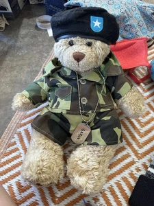 Build A Bear Militär Camouflage Plüschbär Erkennungsmarke Barett Armee - Bild 1 von 8