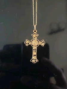 Chaine Croix Plaqué Or Fix Christ - Picture 1 of 5
