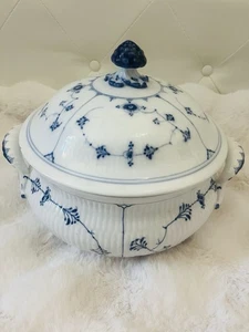 Seltene Royal Copenhagen erste Qualität blau geriffelt #223 frühe Marken große Terrine - Bild 1 von 15