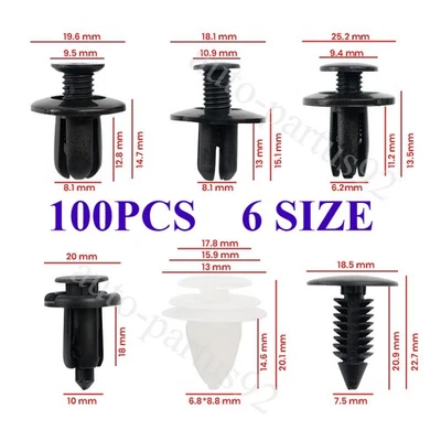 100pcs Push-Type Retainer Clips for Honda Bumper, Fender Liner & Trim  - Image 1 of 4