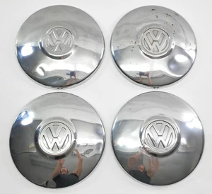 10" Chrome Hub Center Cap Hubcap Set 68-79 VW Beetle Bug Bus Aircooled ~ Genuine - Picture 1 of 5