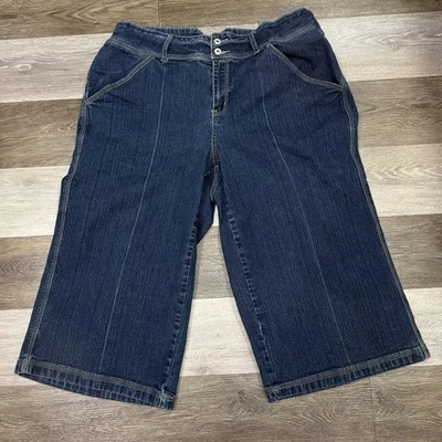 Pantalones cortos de mezclilla Cato para mujer pierna ancha talla 20W-funciona pequeños lavado oscuro usados en excelente estado Foto 1 de 4