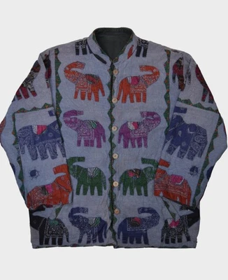 Chaqueta Elefante De Colección Para Mujer XL Azul Tapiz Acolchado Retazos Silver Stream Foto 1 de 4