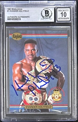 Evander Holyfield Signed 1991 Ringlords Card #1 Beckett Auto 10 18338219 - Image 1 of 2