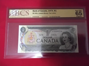1973 GEM 65 $1 low serial number note. 2 letters, 2 numbers - Picture 1 of 4