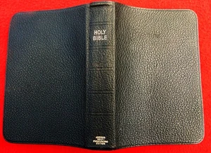 ANTIQUE BLACK MOROCCO LEATHER BOUND BIBLE~ OXFORD SELF PRONOUNCING~PRISTINE! ** - Imagen 1 de 10