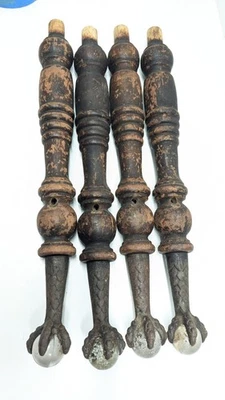 Старинный винтажный стул с орлиным когтем деревянный металлический табурет ножки ножки стеклянный шар пианино - Изображение 1 из 4