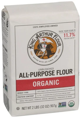 Harina King Arthur orgánica para todo uso sin blanquear 2 lb 32 OZ (paquete de 1) Foto 1 de 4