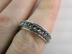 D'Joy Sterlingsilber Lab Created blauer Diamant Seil Spinner Ring Größe 8,25 5,3 g - Bild 1 von 14