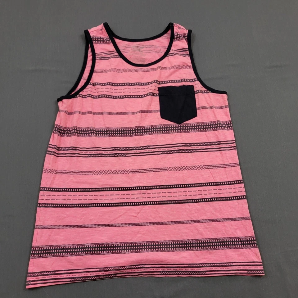 Faded Glory Shirt Mens M Sleeveless Tank Pocket Knit Pullover Striped Pink * - Image 1 of 4