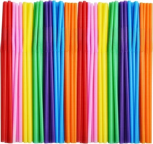 200 PZ Cannucce Flessibili in Plastica, 10,2 Pollici Extra Lunghe Smaltimento Colorato - Foto 1 di 8