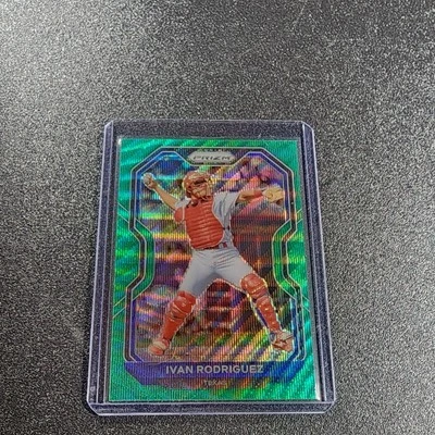 2021 Panini Prizm - Ivan Rodriguez #2 Green Wave Prizm - Image 1 of 2