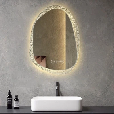 Badezimmer Spiegel mit Beleuchtung asymmetrisch Badspiegel LED Touch Smart 50 90 - Bild 1 von 4