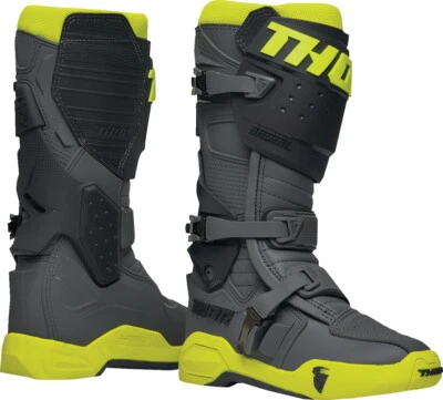 Thor Dirt Bike Radial Boots - Gray/Fluorescent Yellow - Image 1 of 3