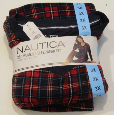 NAUTICA Blue Red Plaid Soft Lounge Sleepwear Pajamas Set 3X NWT Womens - Image 1 of 3