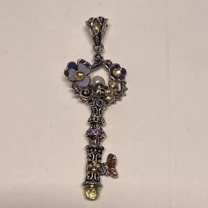 Barbara Bixby Butterfly Key Enhancer / Pendant, Sterling &18K Gemstone & Enamel - Picture 1 of 8