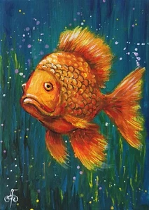 Ukrainischer Künstler Original handbemalt Fisch Kunstwerk Wohndeko Geschenk Wandkunst - Bild 1 von 24