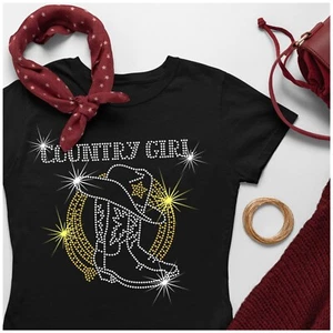 Countrygirl Rhinestone Ladies t shirt - Cowgirl Line Dancing - Any Size 6-26 - Picture 1 of 9
