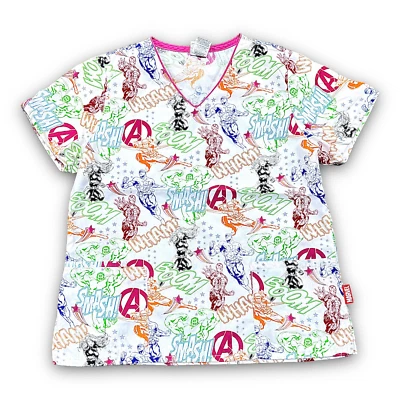 Marvel Avengers Assemble Scrub Medical Short Sleeve Top Women's Size Medium M - Image 1 of 4