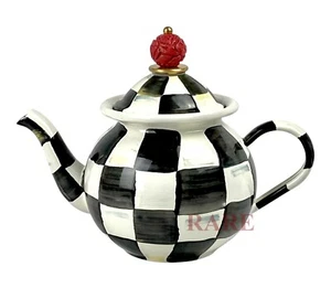 MacKenzie-Childs Courtly Check Enamel Tea For Me Pot New No Box - Picture 1 of 4