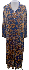 Adini ecovero viscose/elastane dress 3/4 sleeve collared neck button neck Size M - Picture 1 of 2