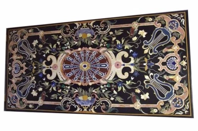 48" x 24" Marble Table Top Pietra Dura Floral inlay Work Home Decor - Image 1 of 2
