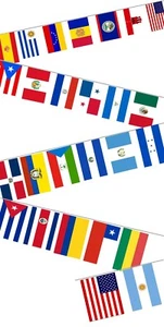 30ft String Flag Set 26 Spanish Speaking Latin 12x18 Bunting Flag Banner Flags - Picture 1 of 1