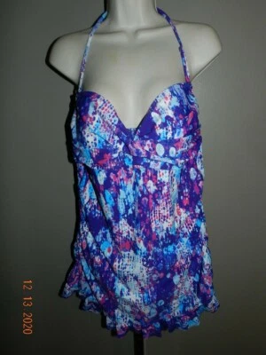 Usado en Excelente Condición Púrpura Rosa Azul St. Tropez Bandeau Traje de Baño de Una Pieza Halter Sin Tirantes 12 Foto 1 de 3