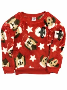 Toddler & Little Girls Plush Red Puppy Dog Santa Christmas Holiday Sweater - Picture 1 of 1
