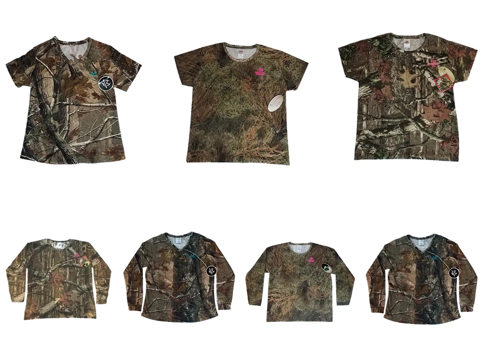 RUSSELL OUTDOORS Women 2XL Camo T-shirts Short and Long Sleeve (Realtree and Mossy Oak)
