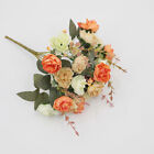 1 Bunch 21 Heads Artificial Roses Fake Silk Flowers Leaves Home Wedding Decor