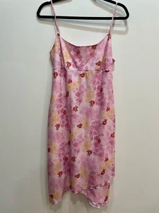 Vestido Babydoll Vintage Y2K L Rosa Floral Correa de Espagueti Asimétrico Fairycore - Imagen 1 de 9