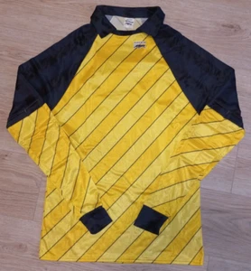 Vintage GK Football Shirt 80's Player Issue Pinstripe Golden/Black Mint/Unworn - Picture 1 of 7
