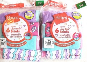Hanes Girls Size 12 Breathable Cotton Low Rise Briefs 6-Pack Lot of 2 = 12 Pair - Picture 1 of 7