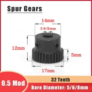 0.5 Mod 32 Teeth Spur Gear Transmission Gear With Step Bore 5/6/8mm Motor Gears - Picture 1 of 8