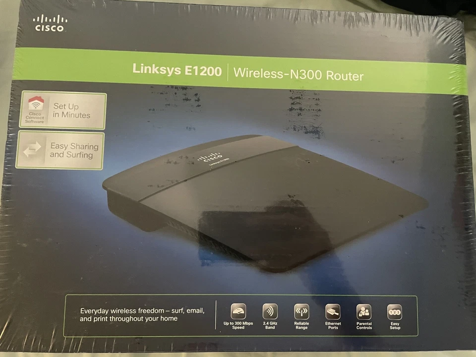 CISCO Linksys E1200-NP N300 Wi-Fi Wireless-N Technology Parental Controls 4PORTS - Image 1 of 3