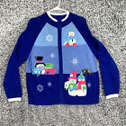 Tiara International Sweater Womens Xl Blue Christmas Collection Snowman Grandma