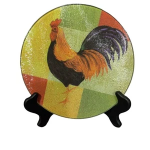 Cooking Concepts Kitchen Cutting Serving Board, Rooster, Round Tempered Glass - Picture 1 of 6