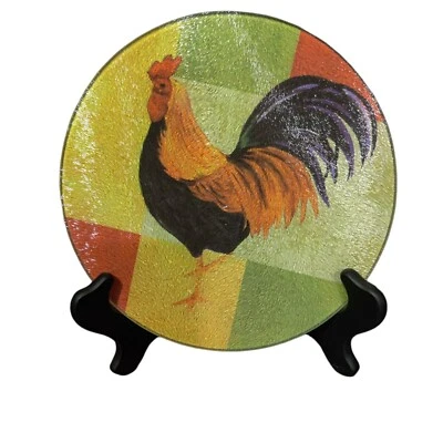 Cooking Concepts Kitchen Cutting Serving Board, Rooster, Round Tempered Glass - Image 1 of 4