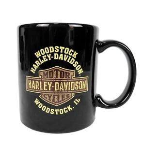 Harley-Davidson Woodstock Illinois Black Ceramic Coffee Mug - Picture 1 of 4