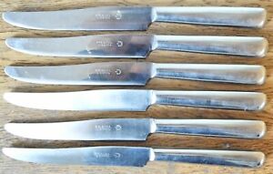 STYLISH VINTAGE French Pradel 1970s MATCHING SET of 6 STAINLESS DINNER KNIVES