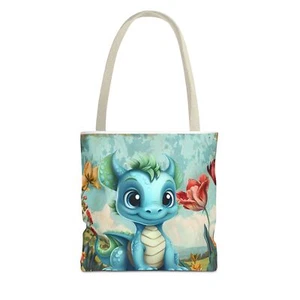 NUEVO Bolso de Mano Azul Dragón Dibujos Animados Damas Bolso Unisex Cuadrado Poliéster Moda - Imagen 1 de 13