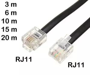 Telefonkabel Modularkabel RJ11 - RJ11 6P4C Flachbandkabel Fax Modem Routerkabel - Bild 1 von 4