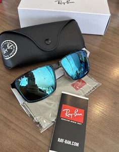 * Nuevas gafas de sol polarizadas Ray-Ban RB3721CH 9144A1 negras con espejo azul CROMACE - Imagen 1 de 11
