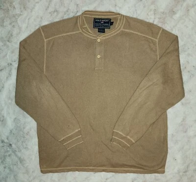 Suéter De Colección Ralph Lauren Para Hombre XL Tostado Polo Deportivo Henley Sudadera Y2K  Foto 1 de 4