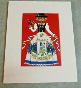 VINTAGE HANKERCHIEF WITH CARDBOARD FIGURE - Picture 1 of 4