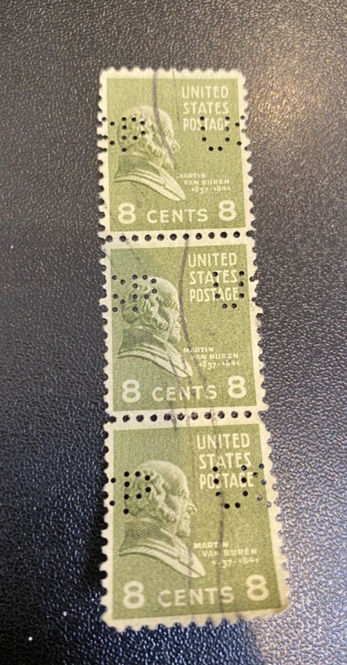 (3) Vintage 8 cent stamps - Martin Van Buren - Presidential Series - 1938 USED - Image 1 of 1