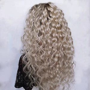 Pelucas frontales de encaje ombre ceniza rubia onda de agua 100 % cabello humano 180 % densidad - Imagen 1 de 7
